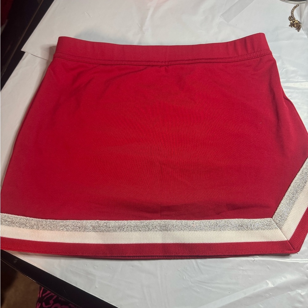 Augusta Sportswear Red Mini Skirt with Silver and White Stripe